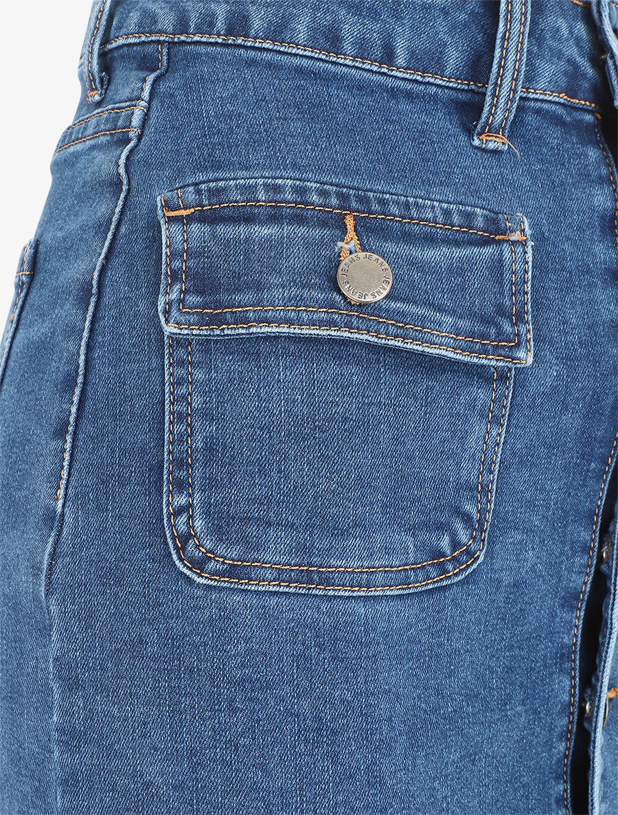 Denim rok met knoopsluiting - blauw - Image 3