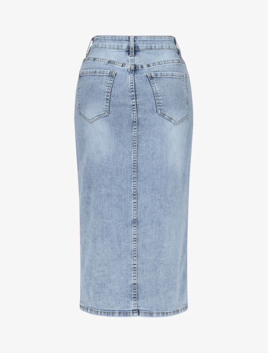Denim rok met split - blauw - Image 2