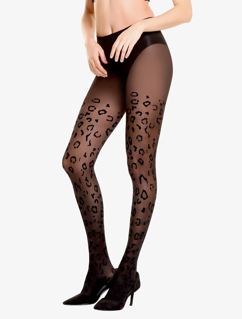 Dierenprint panty's - zwart