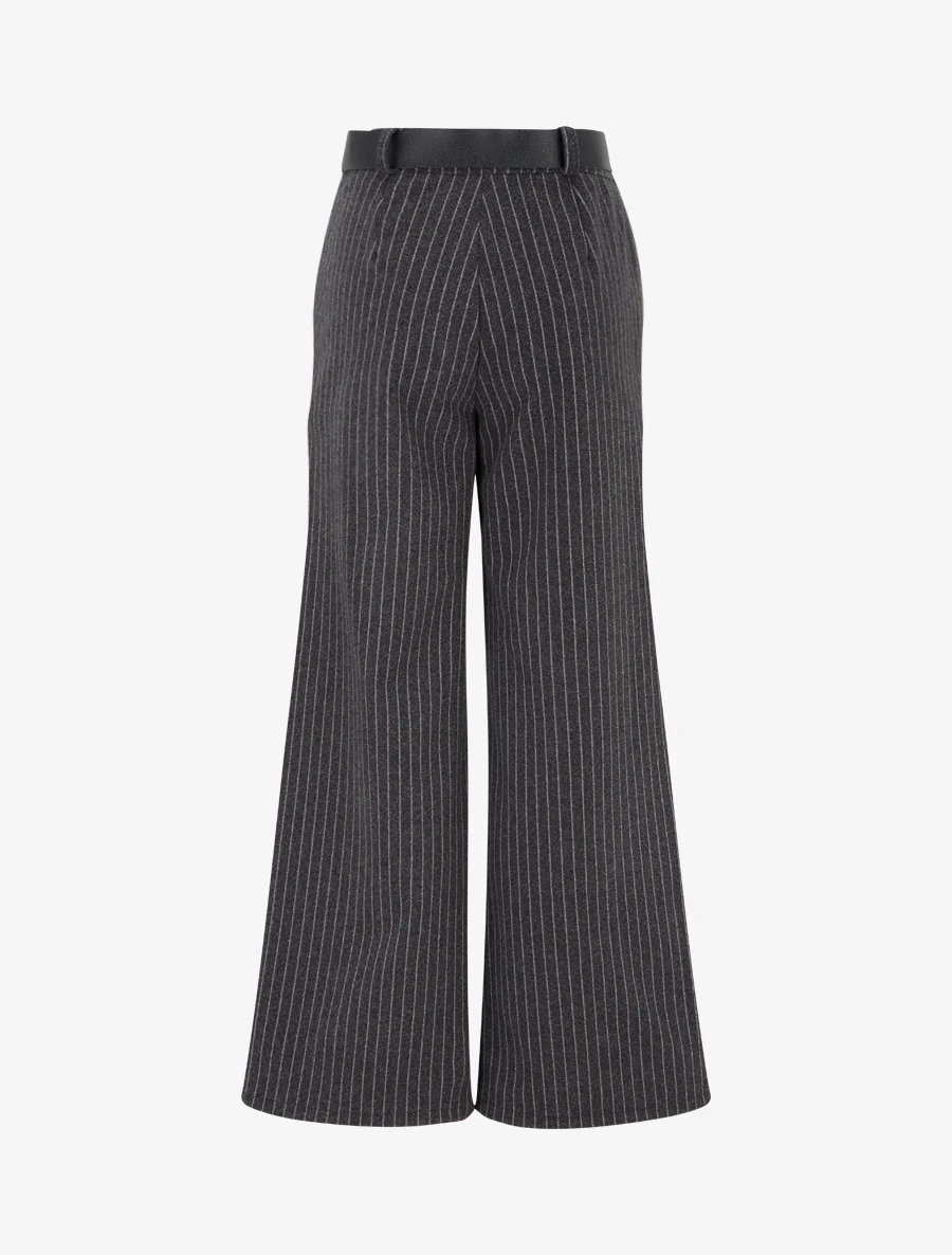 Dikke broek met strepenprint - Zwart - Image 2