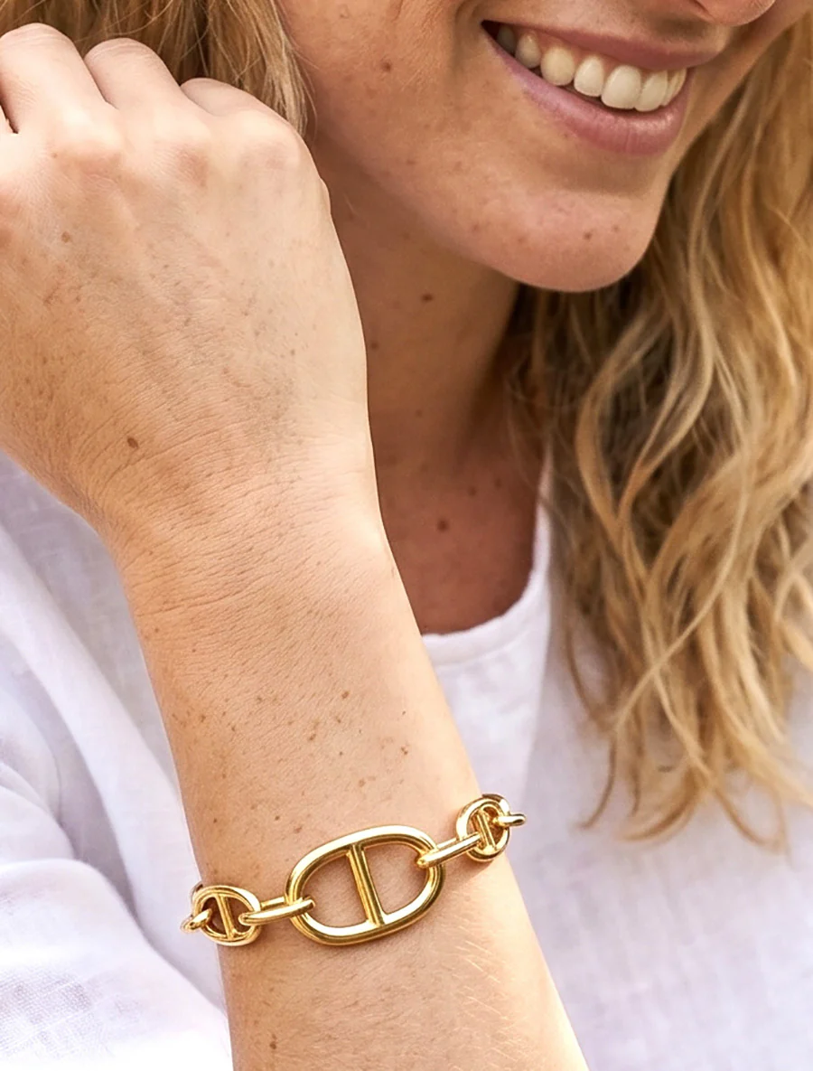 Dikke kettingarmband in marine stijl - Goud