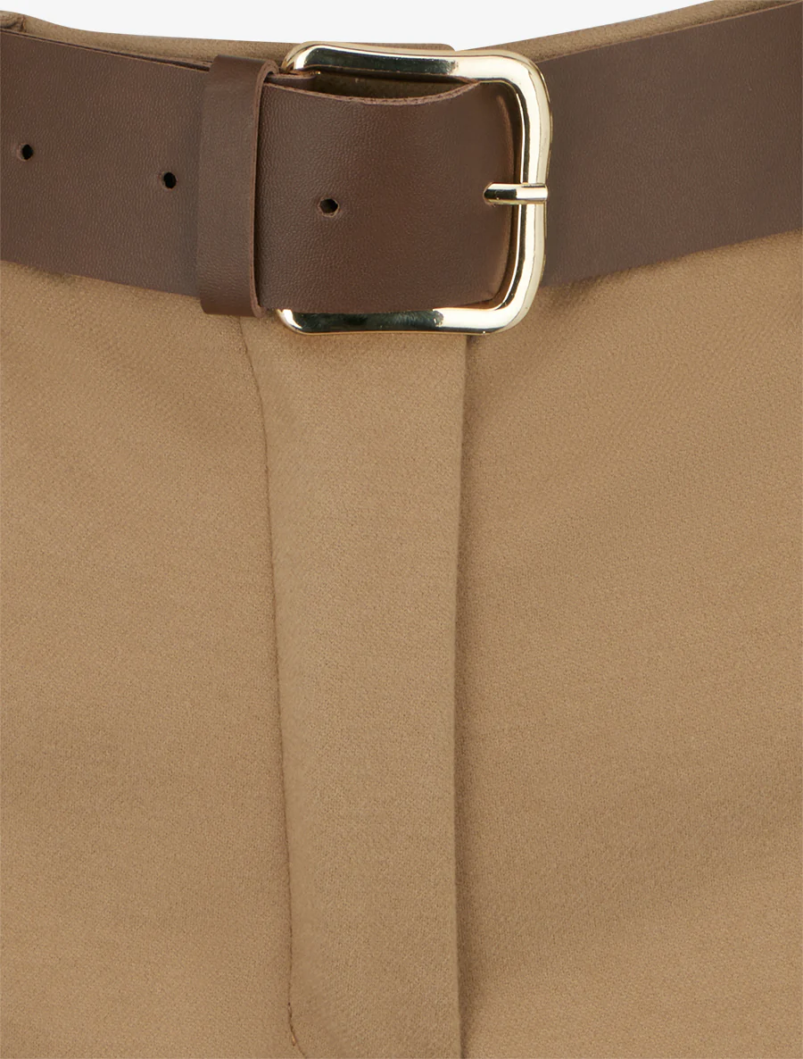 Dikke korte broek met omgeslagen zoom - Kameel - Image 3