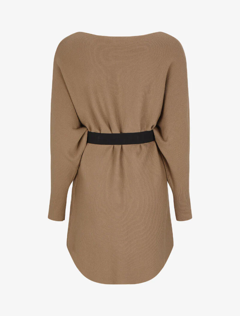 Gebreide tuniek met dolmanmouwen en boothals - Beige - Image 2