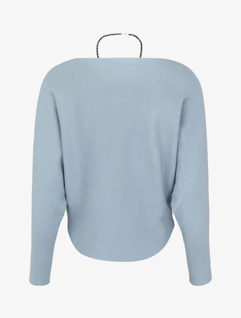 Dolmanmouw trui met afgeronde zoom - Blauw - Image 2