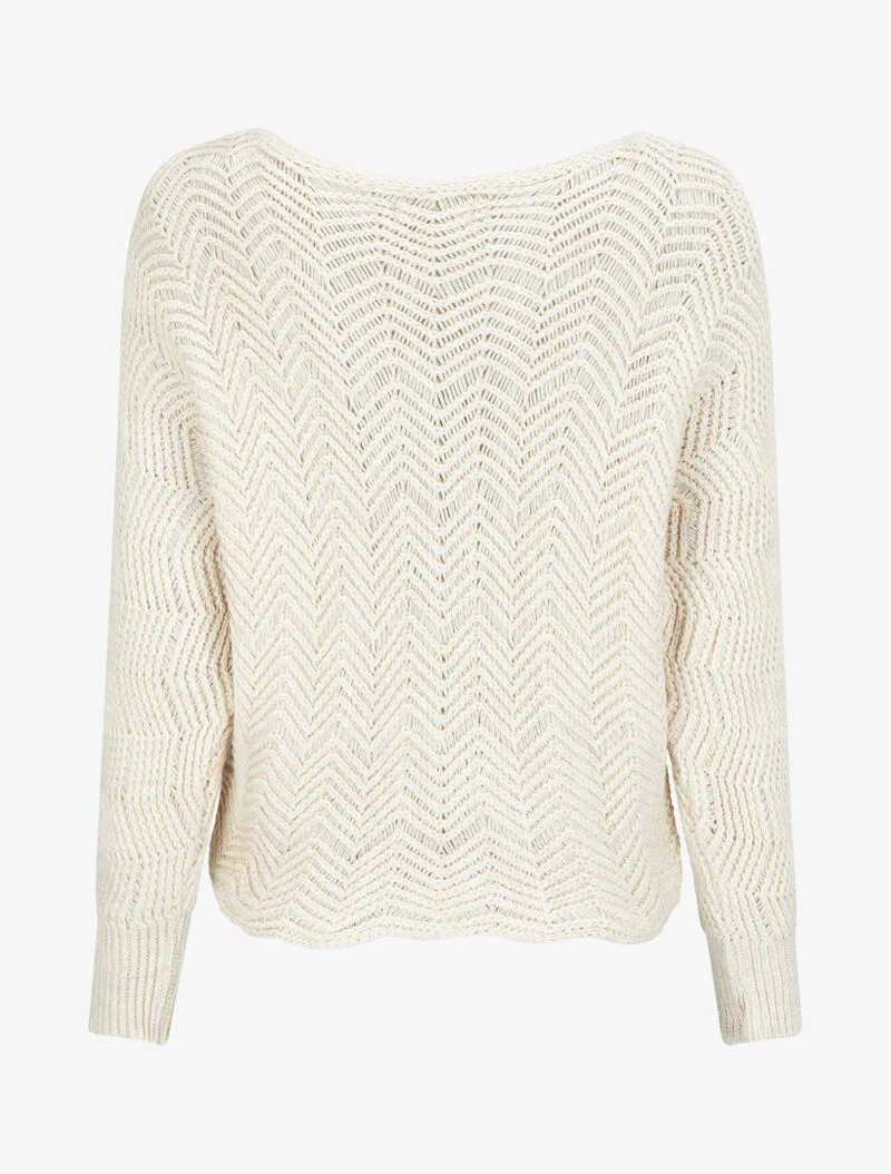 Dolman mouw gebreide trui met kant effect - Beige - Image 2