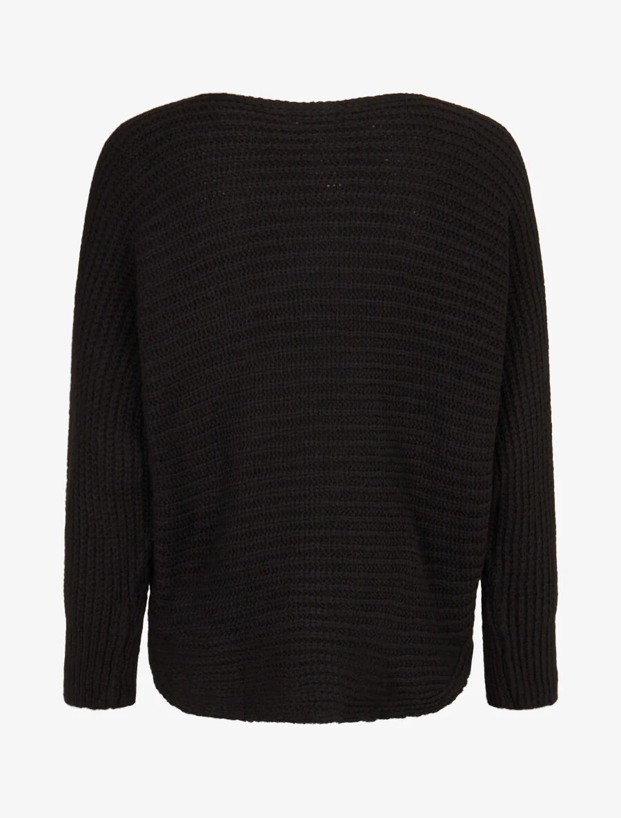 Dolman-trui in grof ribbreisel - Zwart - Image 2