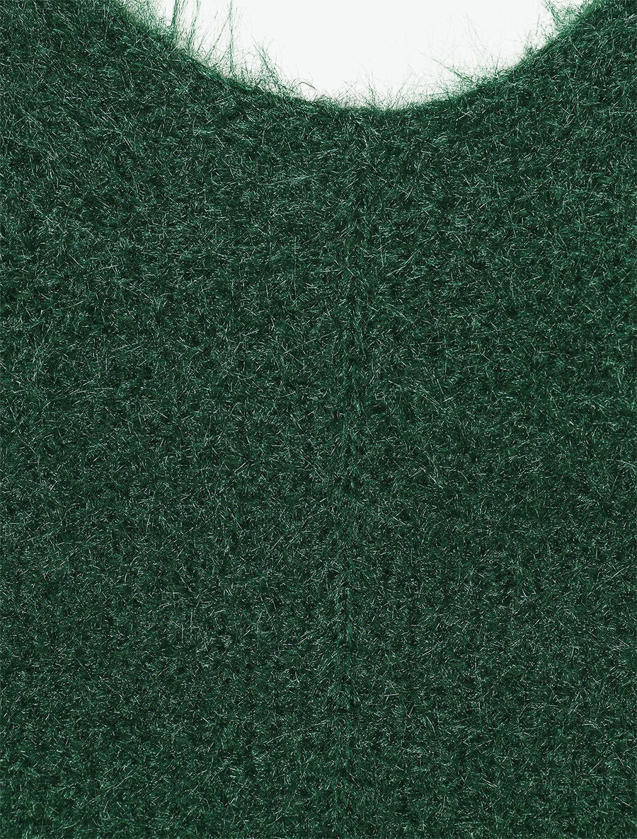 Donzige trui met V-hals - Bosgroen - Image 3
