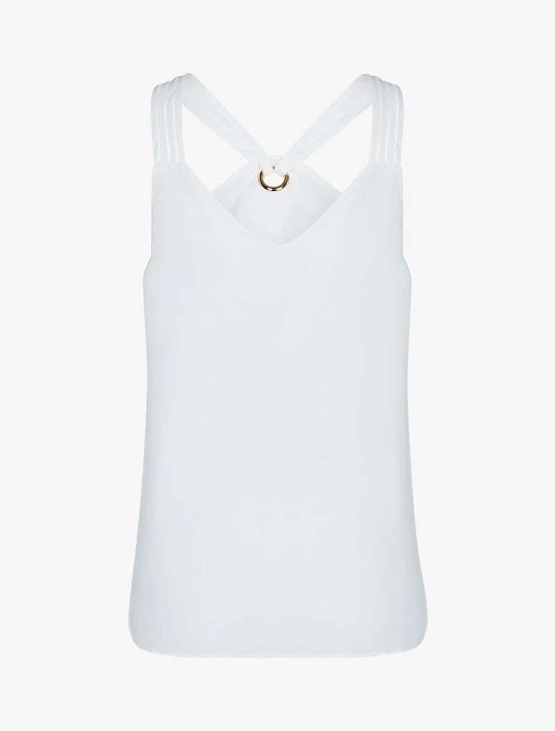 Doorschijnende tanktop met racerback - ecru