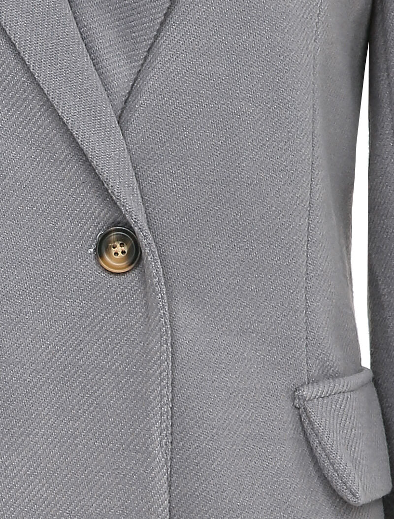 Dubbelrij blazer in gestreept vilt - Grijs - Image 3