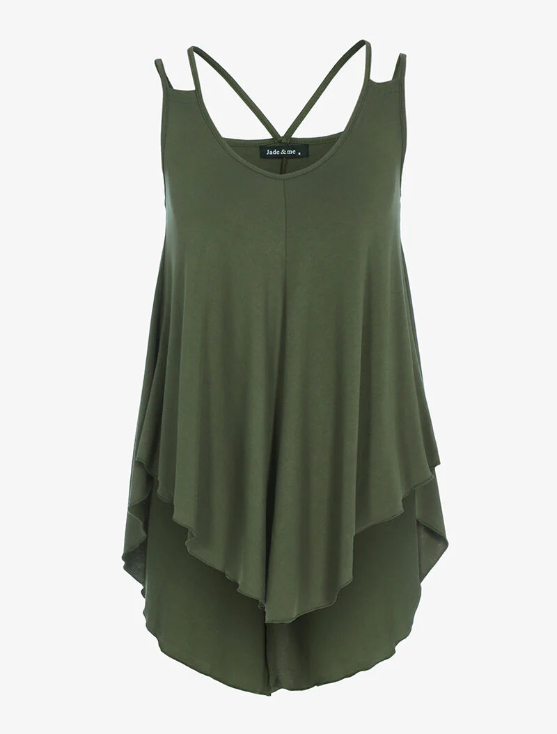 Dubbelbandjes tanktop - kaki