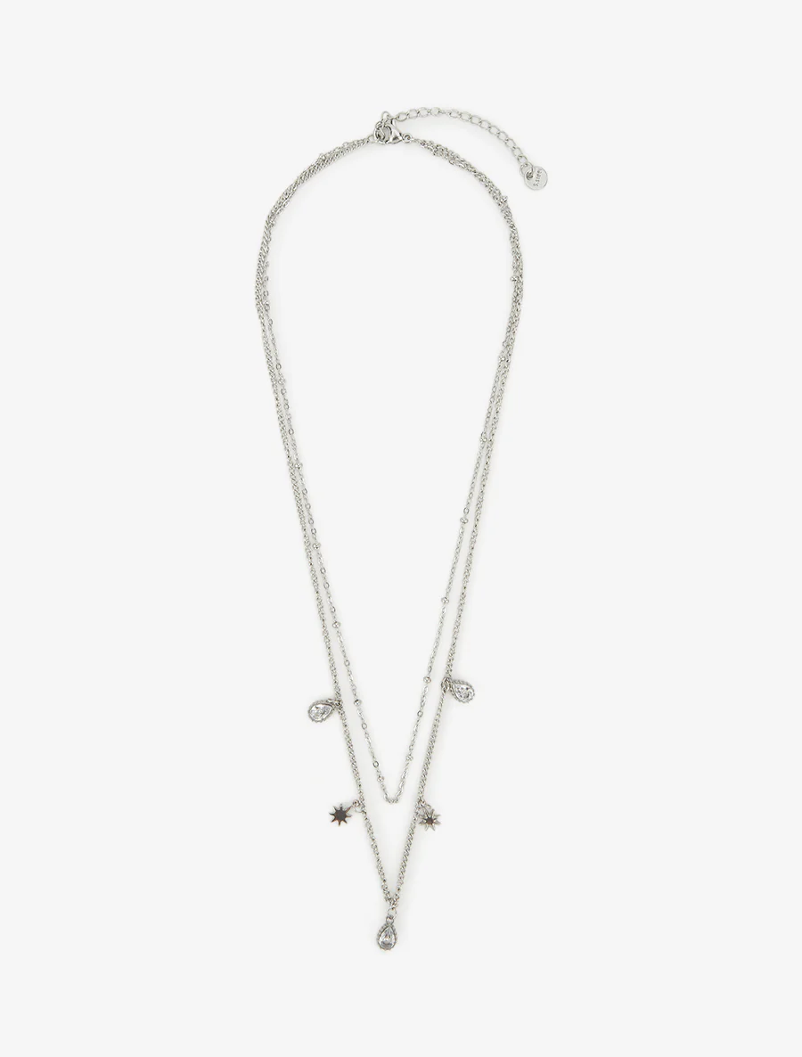 Dubbele ketting met zirkoon en sterren - Geld - Image 2