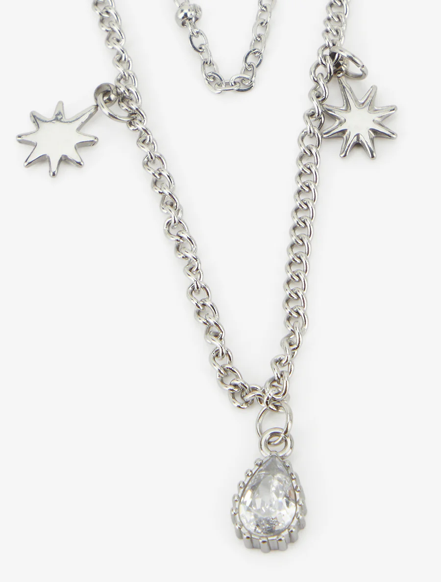 Dubbele ketting met zirkoon en sterren - Geld - Image 3