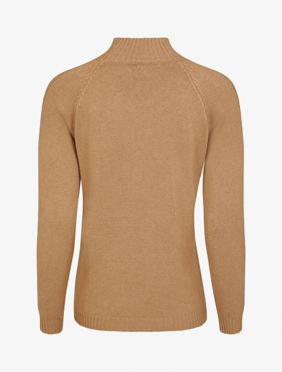 Dunne effen trui met opstaande kraag - Camel - Image 2