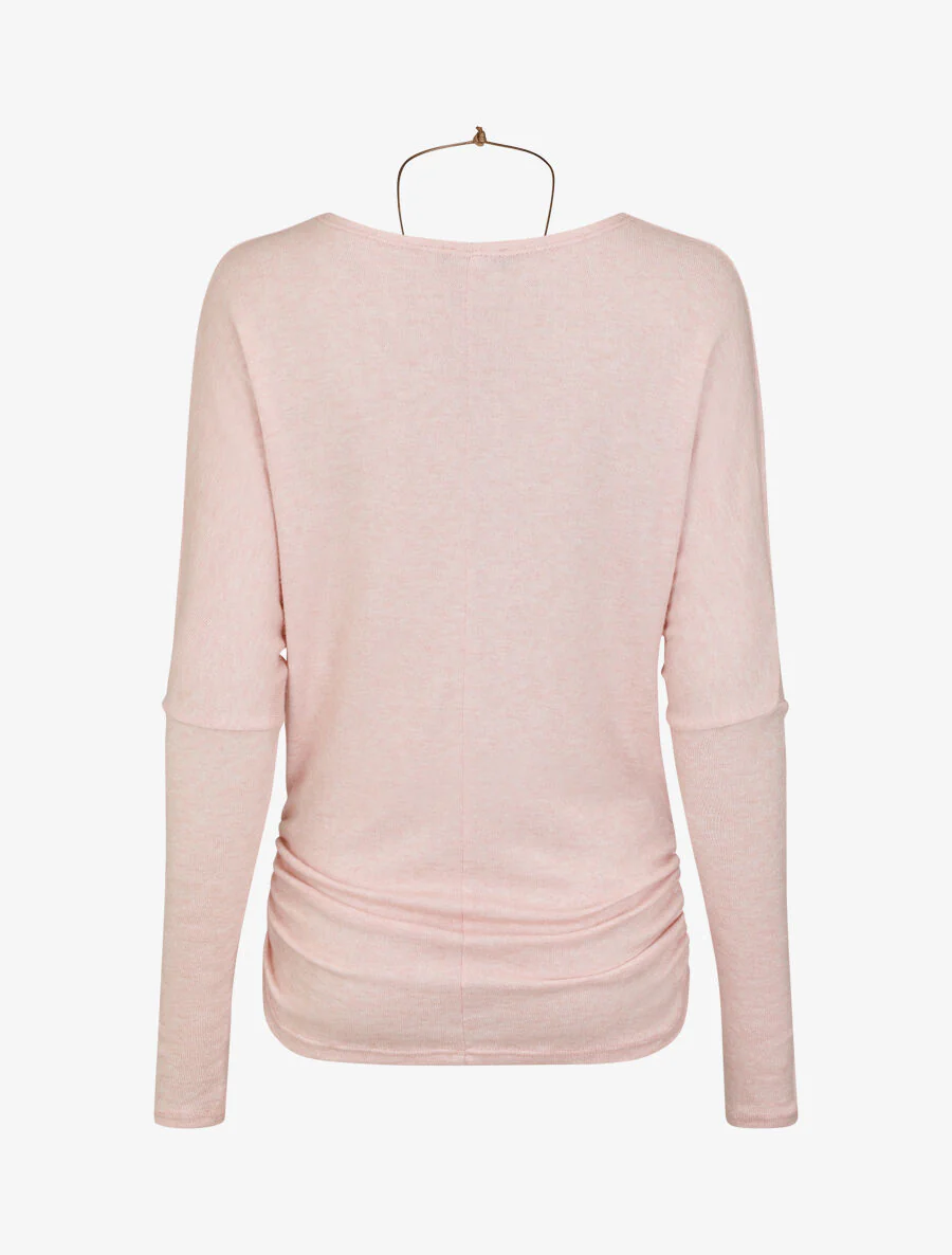 Dunne effen trui met plooiaccent - Roze - Image 2