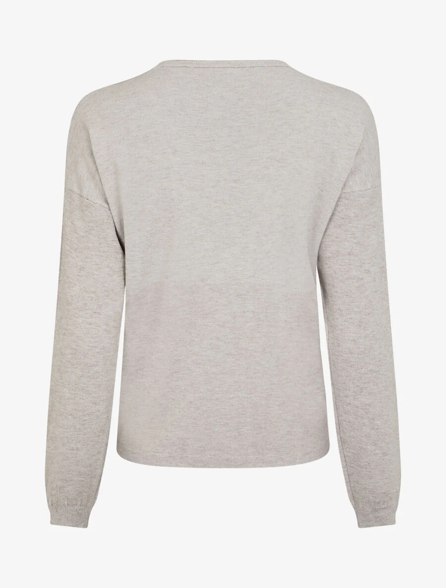 Dunne effen trui met V-hals - Taupe - Image 2