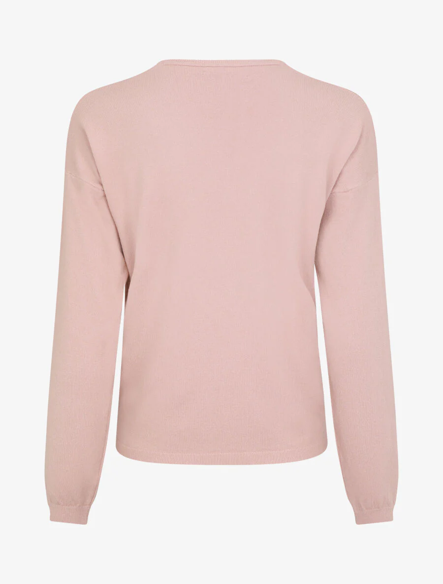Dunne effen trui met V-hals - Roze - Image 2