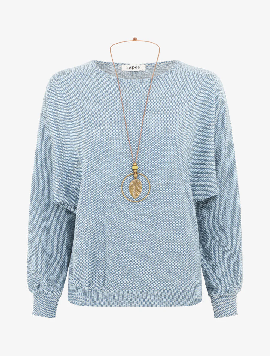 Dunne trui met ronde hals - Blauwgroen