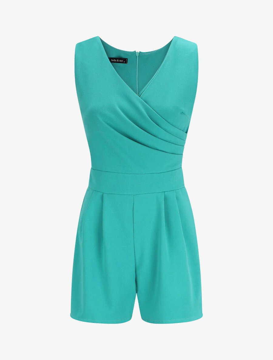 Een eenkleurige hartvormige jumpsuit - Turkoois