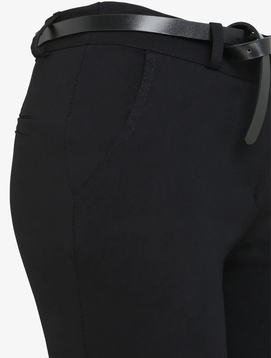 Een effen 7/8 broek met omgekeerde zomen - Zwart - Image 3
