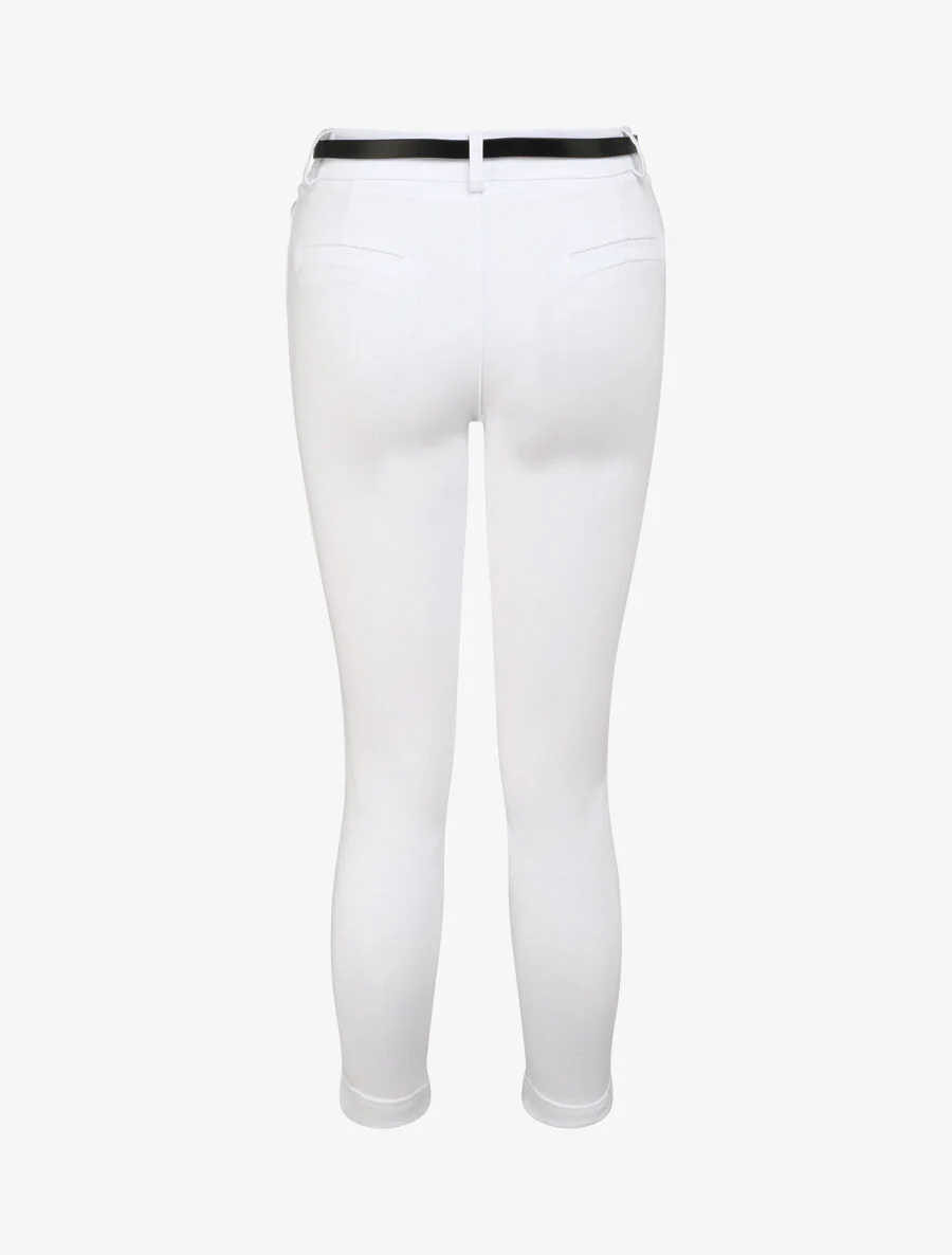 Een effen 7/8 broek met omgekeerde zomen - Wit - Image 2