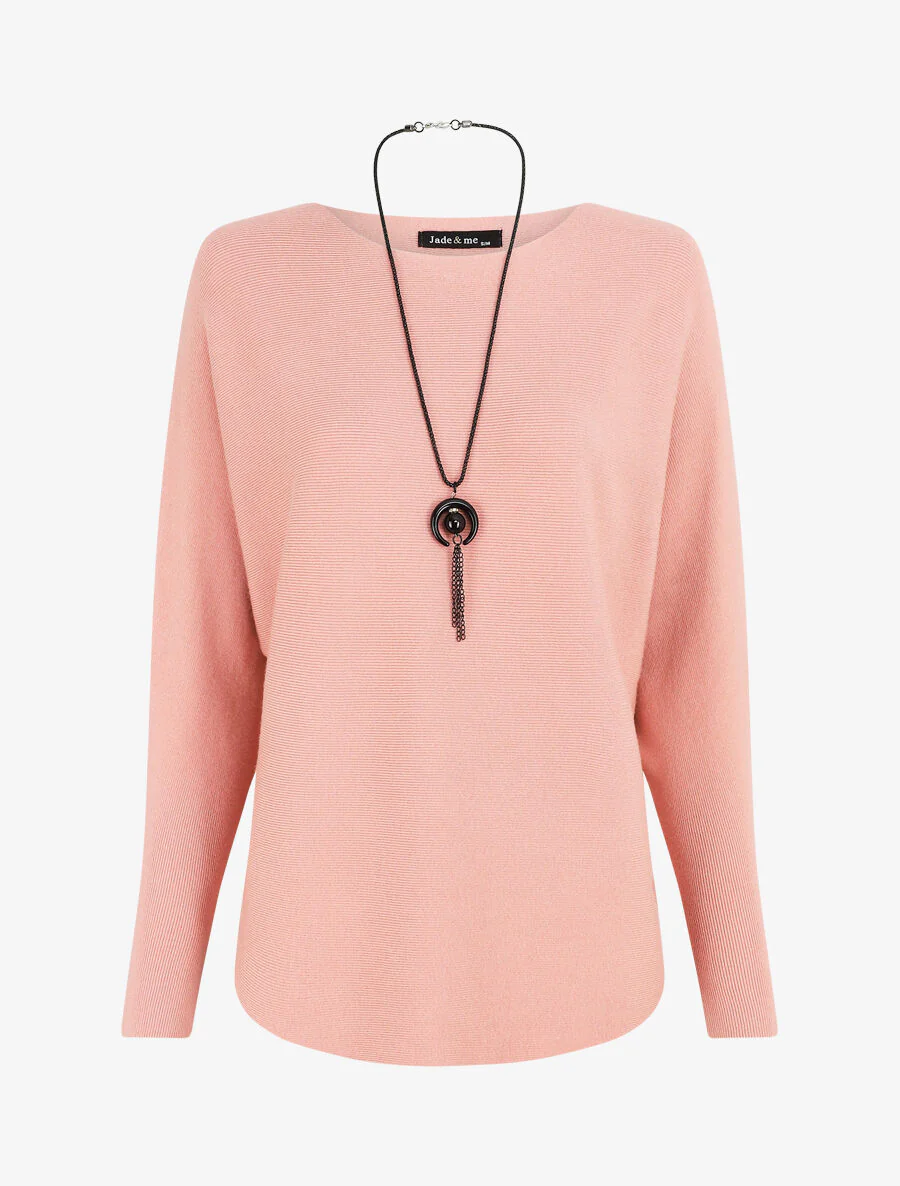 Een effen boot hals - Roze