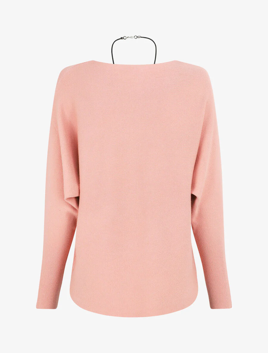 Een effen boot hals - Roze - Image 2