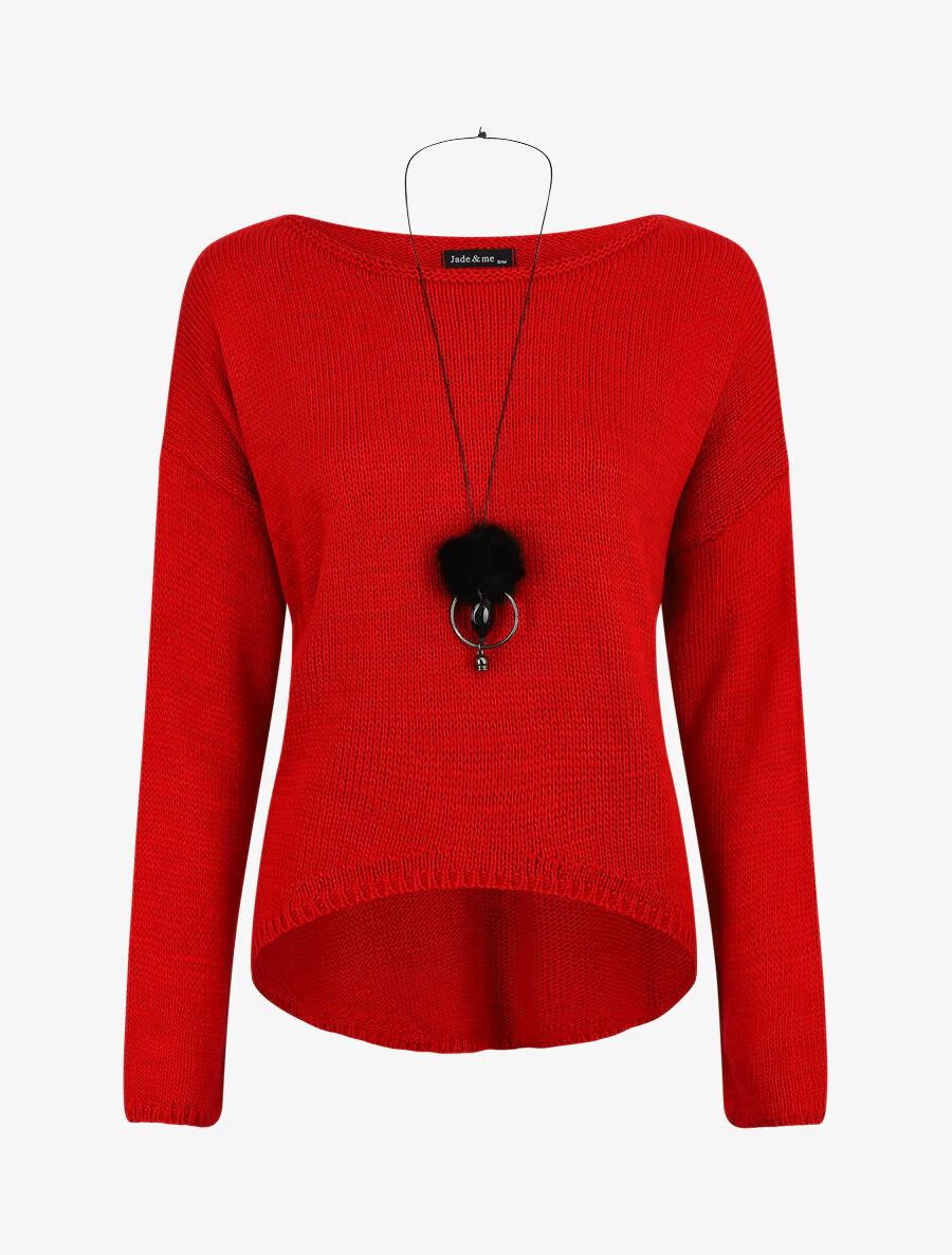 Een effen boot hals - Rood