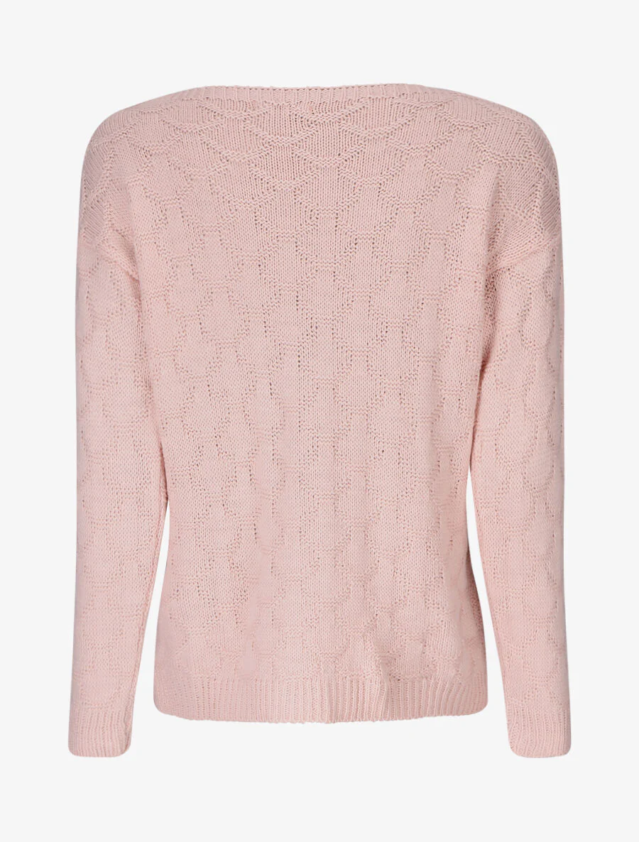 Een effen trui met een bootkraag - Roze - Image 2