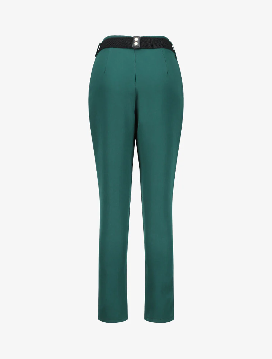 Een gestileerde riem met een effen broek - Dennengroen - Image 2