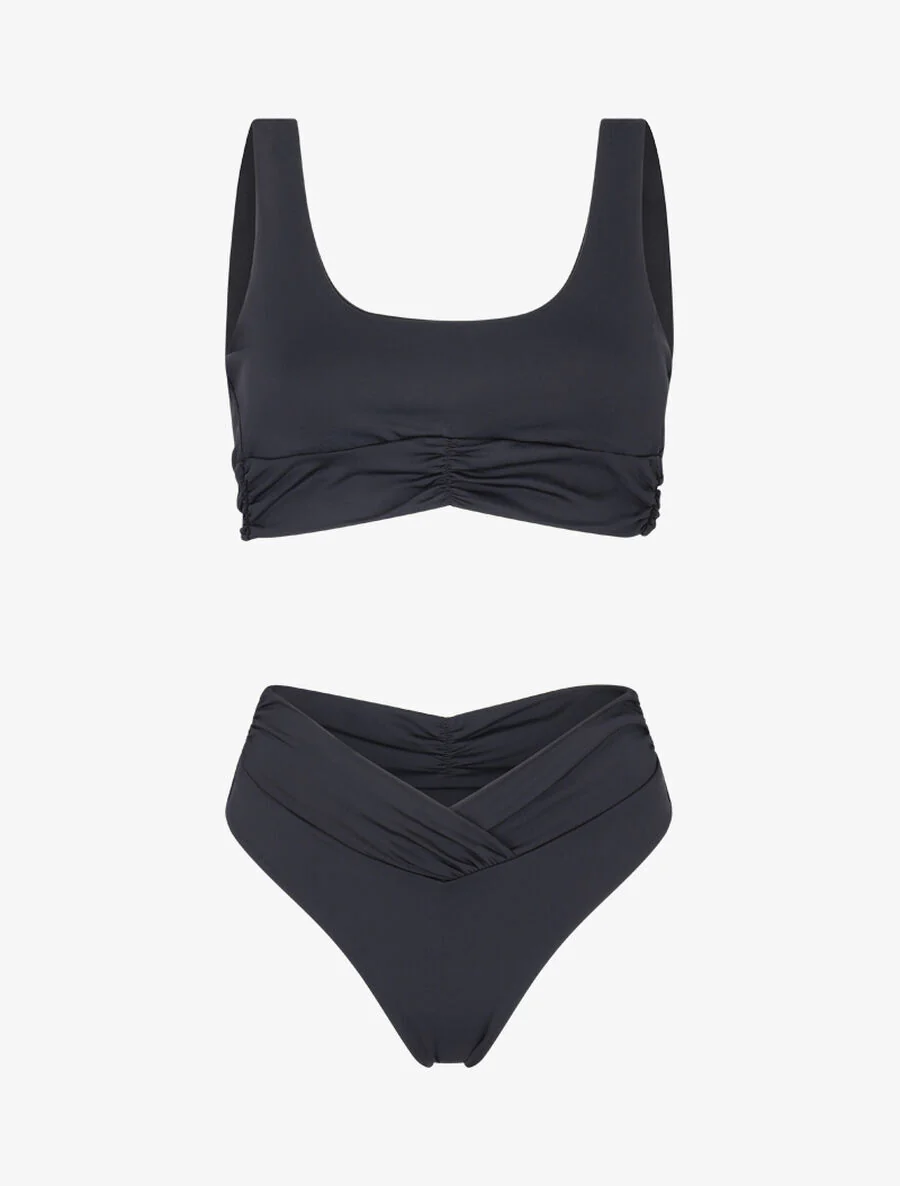 Eenhoorn hoge taille V-vorm bikini - Zwart