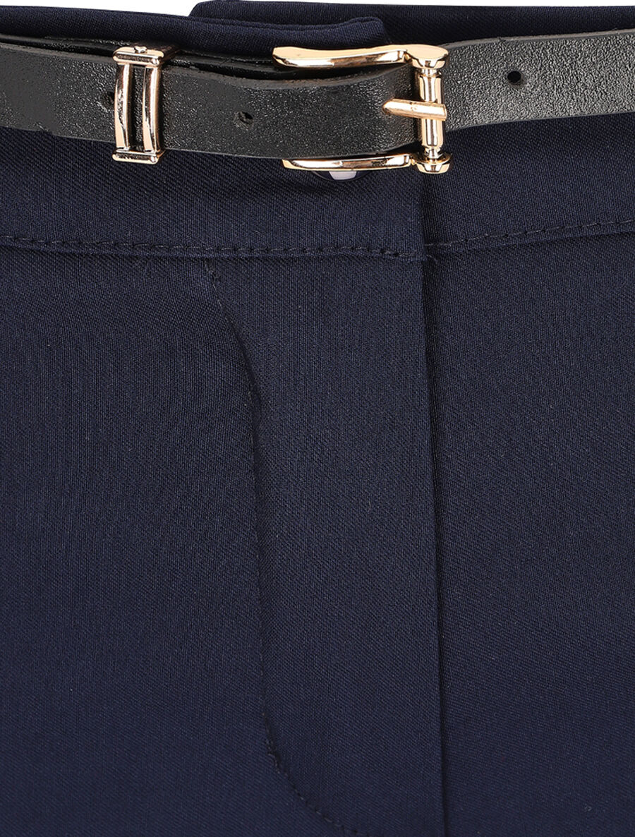 Effen 7/8 broek met revers - Marineblauw - Image 3