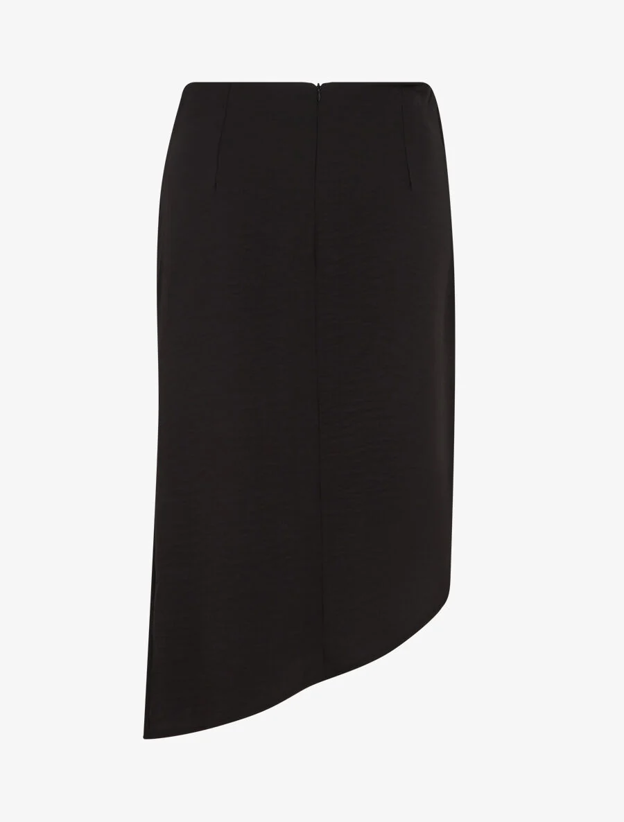 Effen asymmetrische gedrapeerde rok - zwart - Image 2