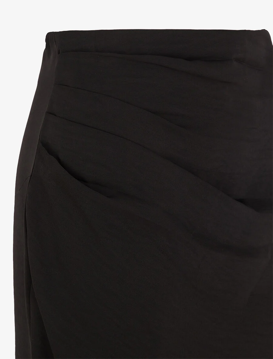 Effen asymmetrische gedrapeerde rok - zwart - Image 3
