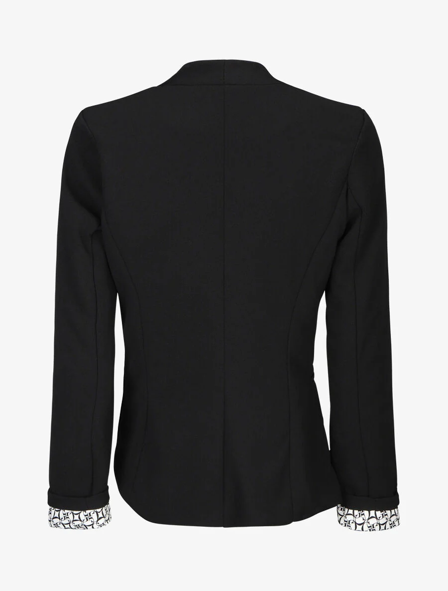 Effen blazer met gedrukte grafische revers - zwart - Image 2