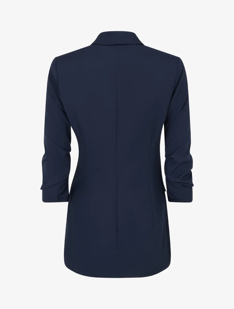Effen blazer met geplooide mouwen - Marine - Image 2