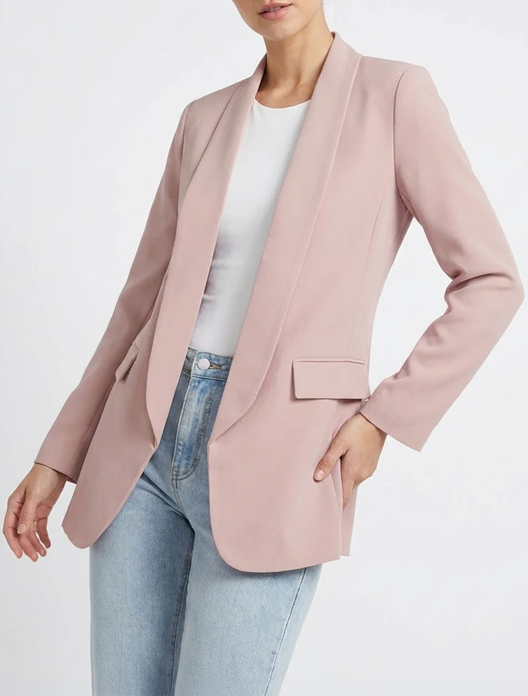 Effen blazer met lange mouwen - Oudroze - Image 4