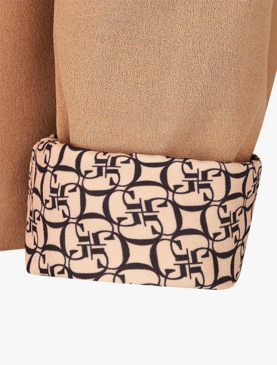 Effen blazer met revers en alfabetprint - Kameel - Image 3
