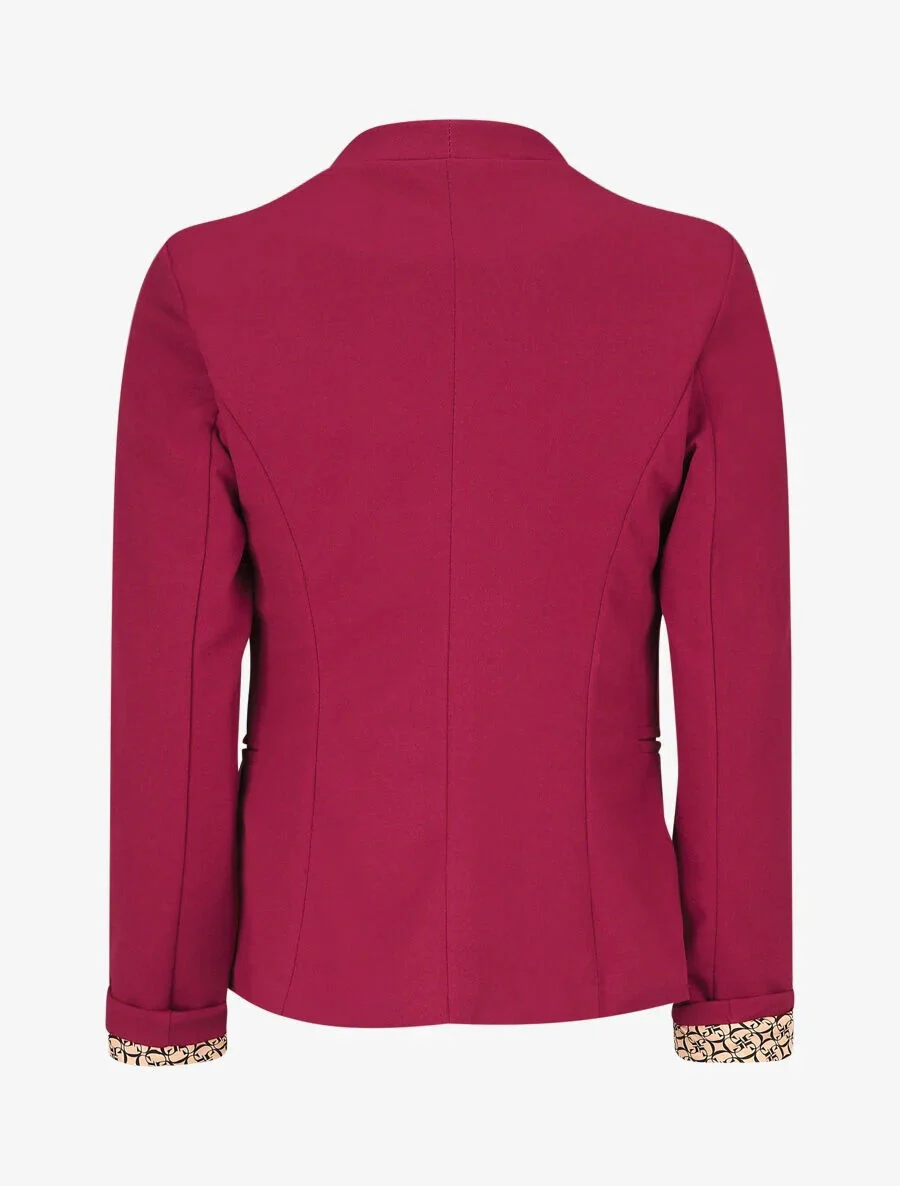 Effen blazer met revers en grafische print - Rood - Image 2