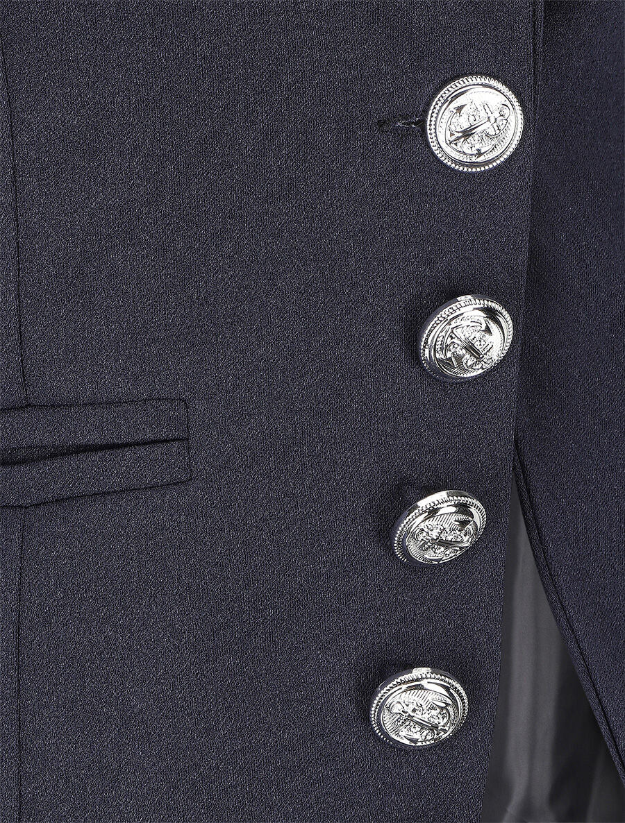 Effen blazer met sierknopen - Marineblauw - Image 3