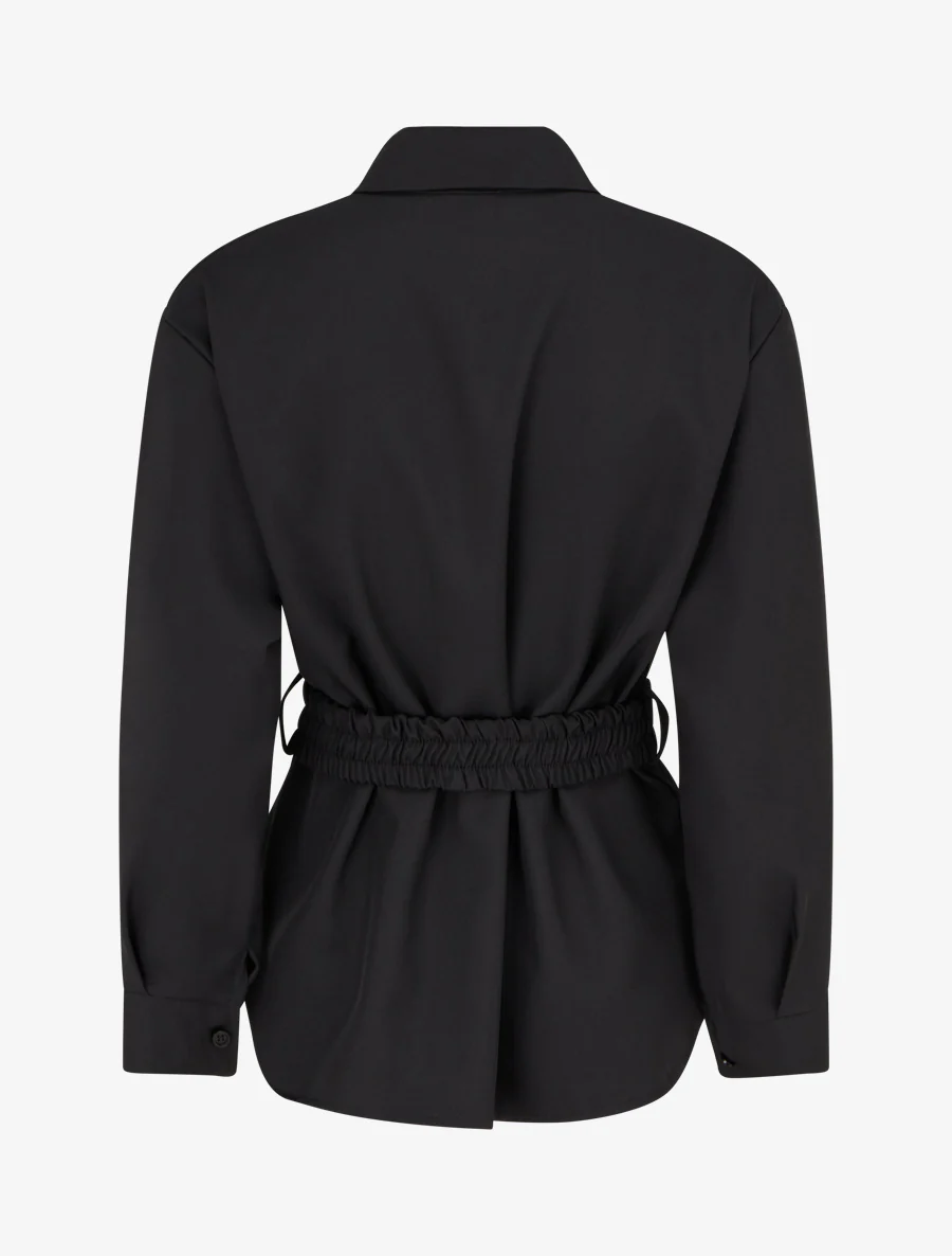 Effen blouse met ceintuur - Zwart - Image 2
