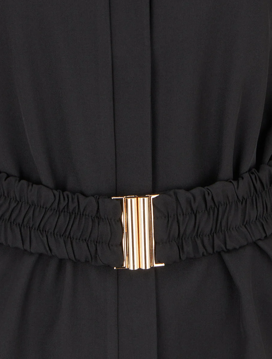 Effen blouse met ceintuur - Zwart - Image 3