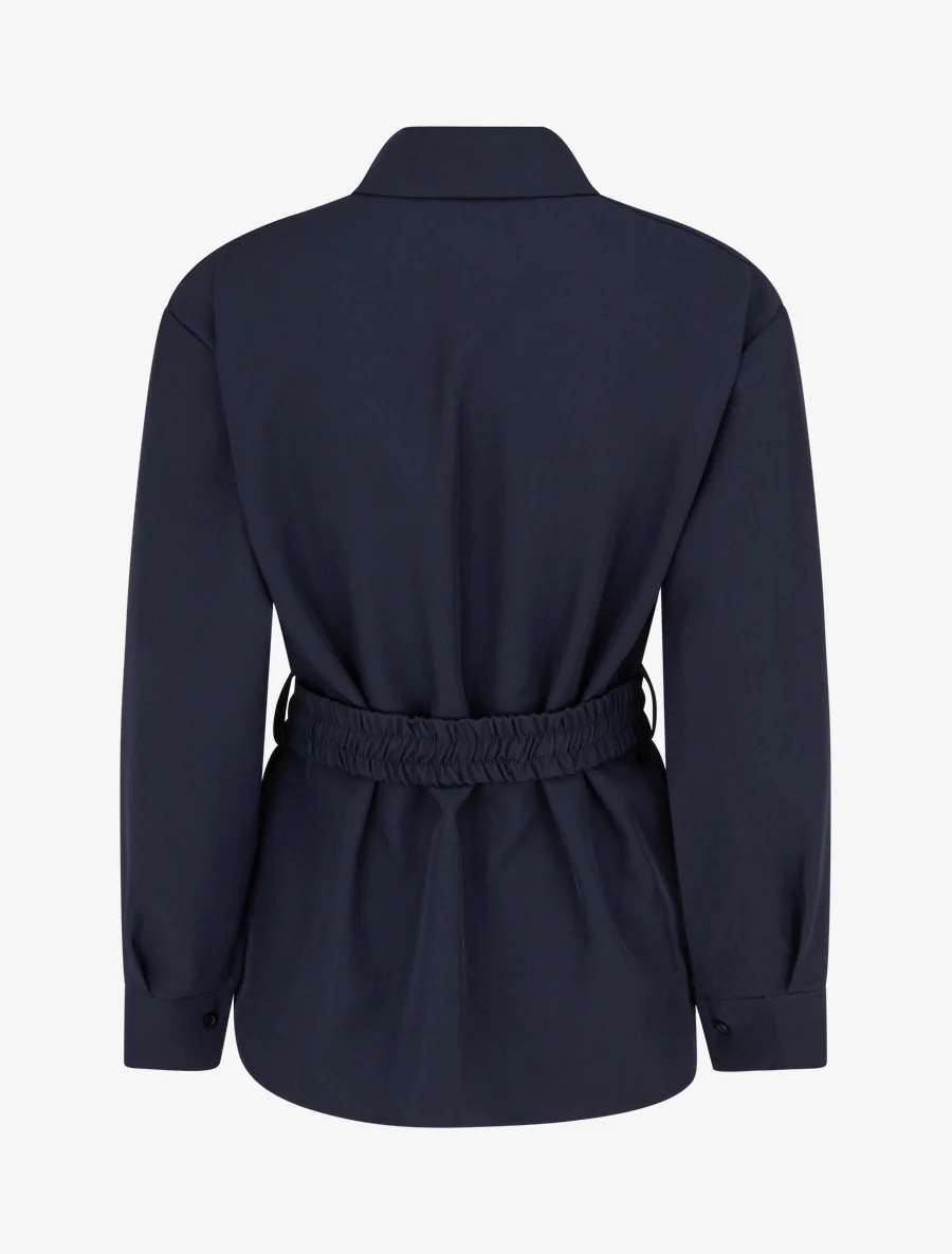 Effen blouse met ceintuur - Marine - Image 2
