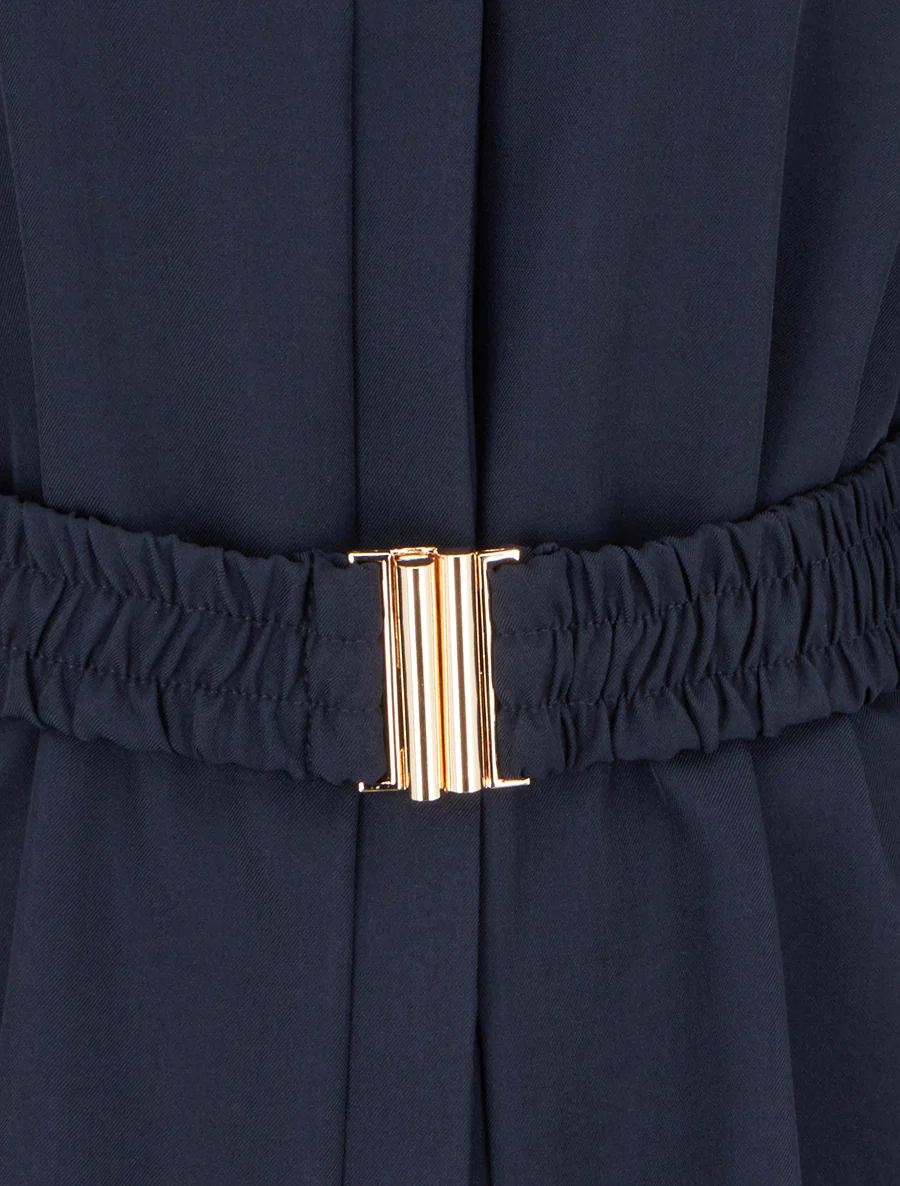 Effen blouse met ceintuur - Marine - Image 3