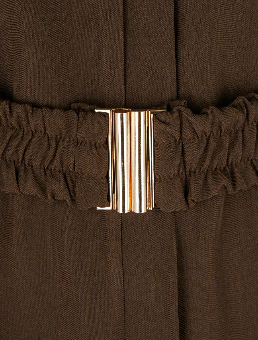 Effen blouse met ceintuur - Bruin - Image 3