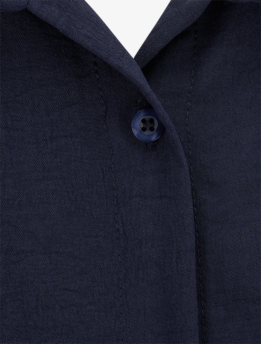 Effen blouse met striksluiting - Marineblauw - Image 3