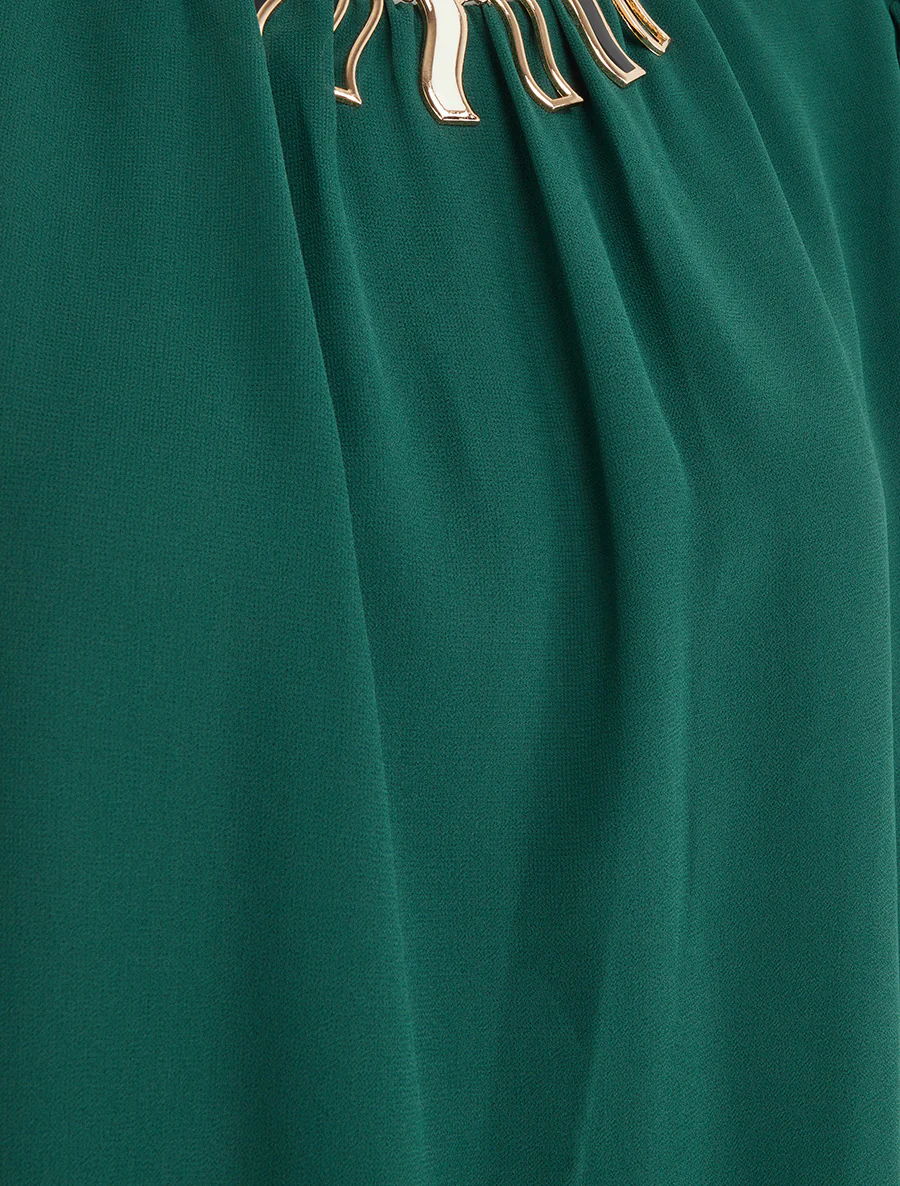 Effen blouse van voile met kraaginzet - Dennengroen - Image 3