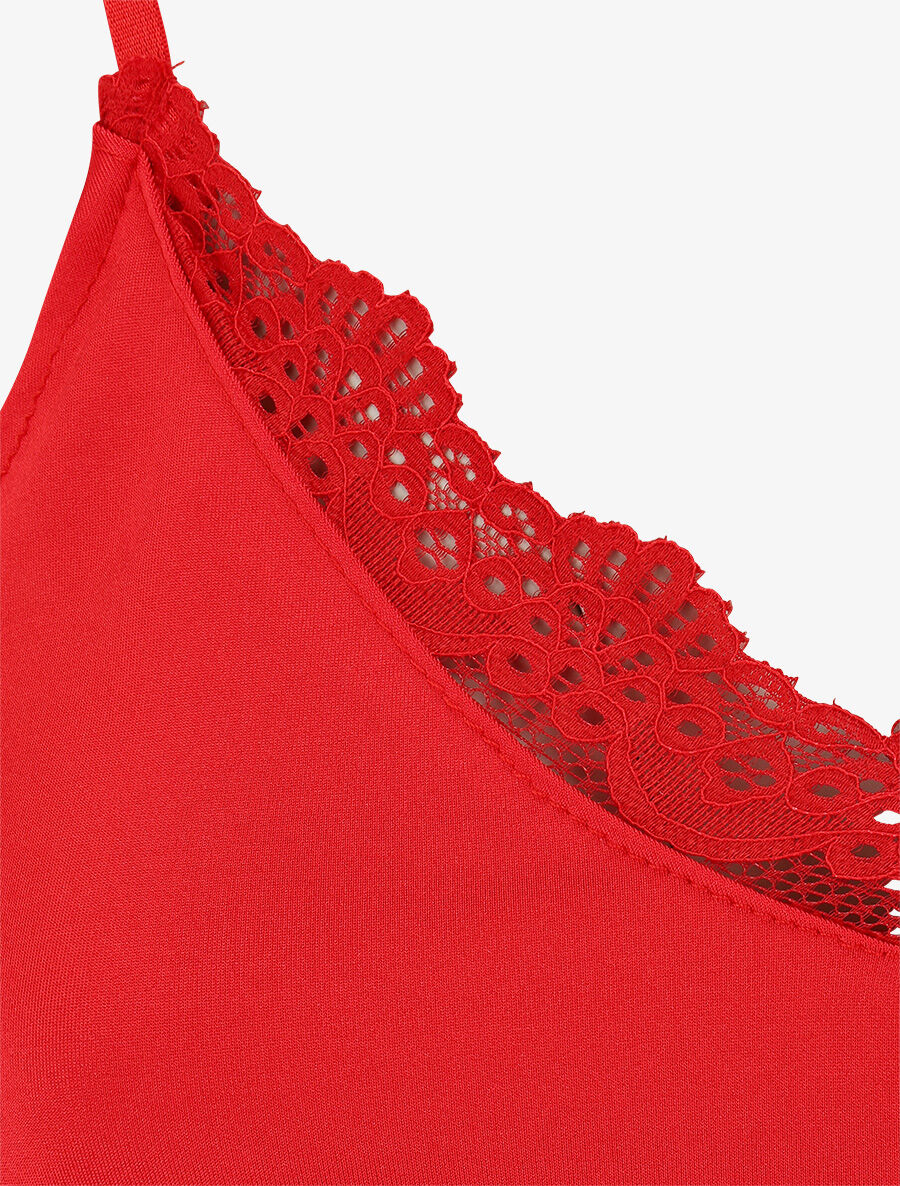 Effen body met kanten detail - Rood - Image 3