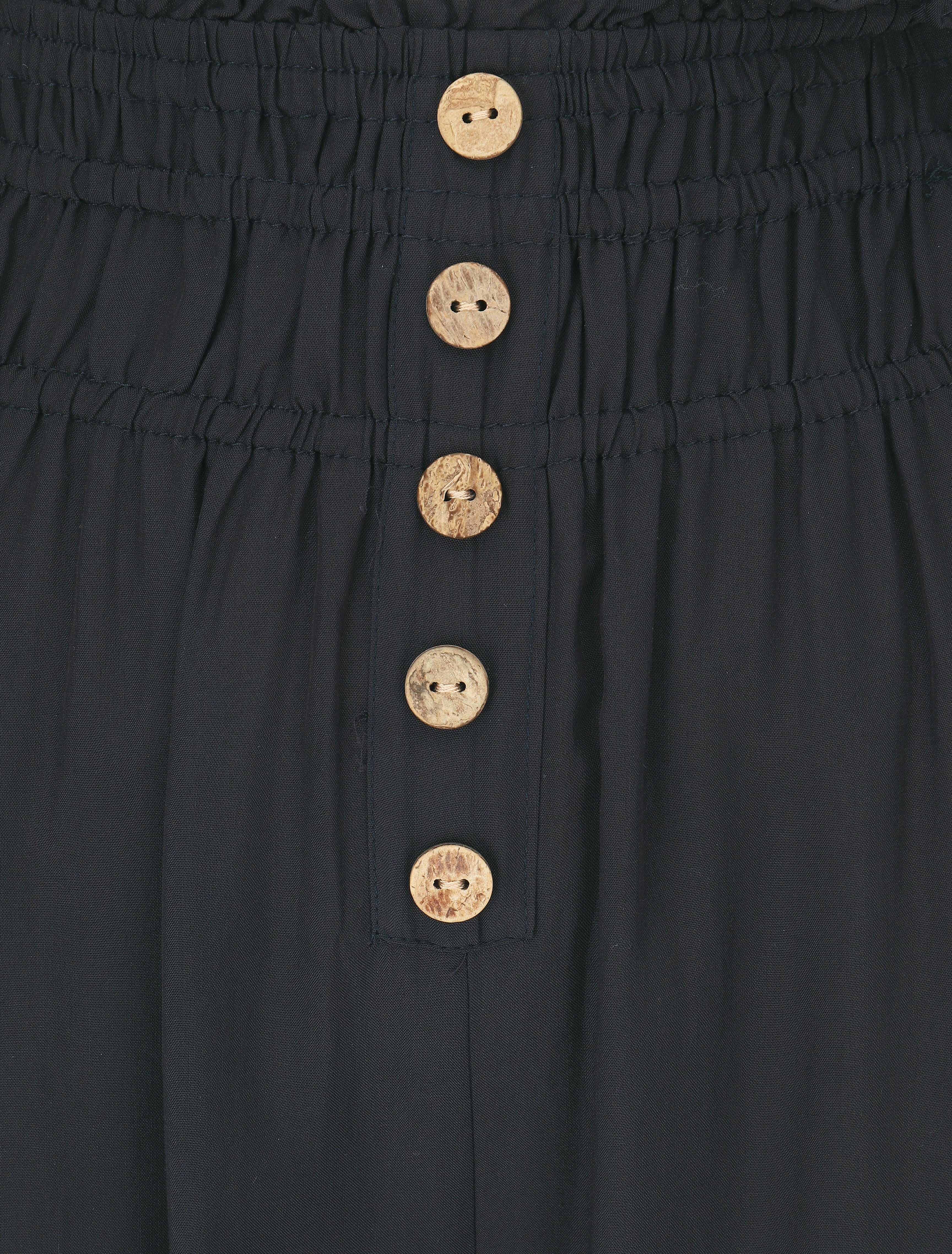 Effen broek met elastische randen en sierknopen - Marineblauw - Image 3