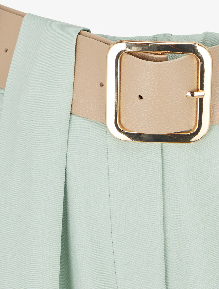 Effen broek met gestileerde riemlus - Watergroen - Image 3