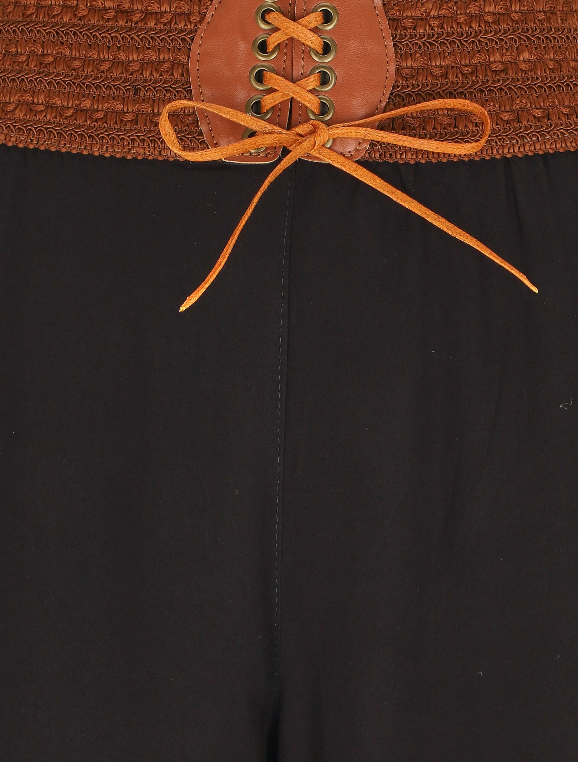 Effen broek met hoge taille. korset model - zwart - Image 3